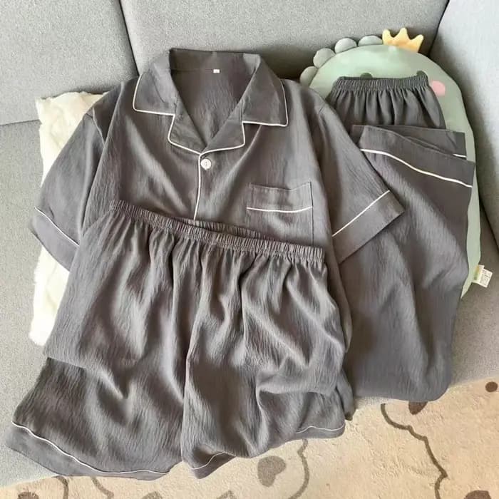 Pyjama trois pièces pour homme printemps/été - ensemble confortable de pantalon et short à manches courtes pouvant être porté à l'extérieur