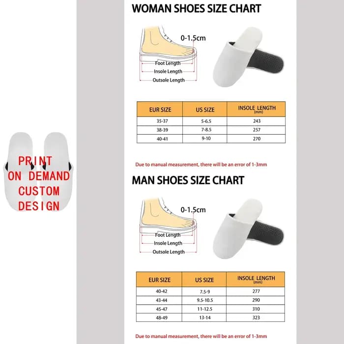 Pantoufles Personnalisées Imprimées à la Demande pour Homme et Femme