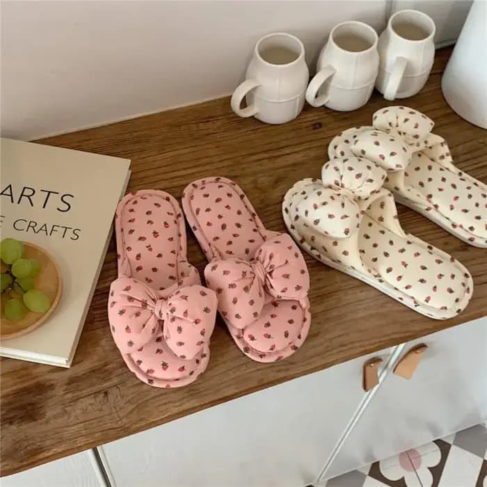 Pantoufles en lin à nœud en forme de cœur pour filles