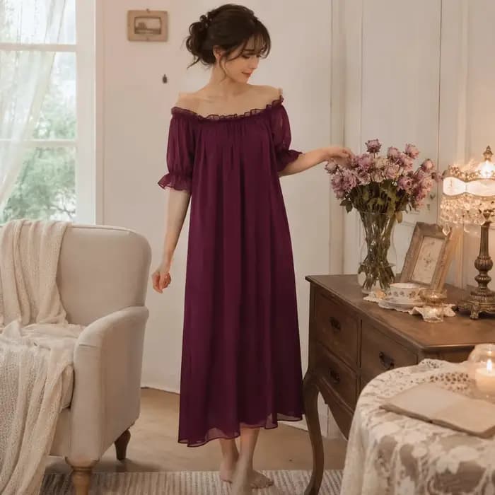 Robe de nuit transparente à épaules dénudées pour femme