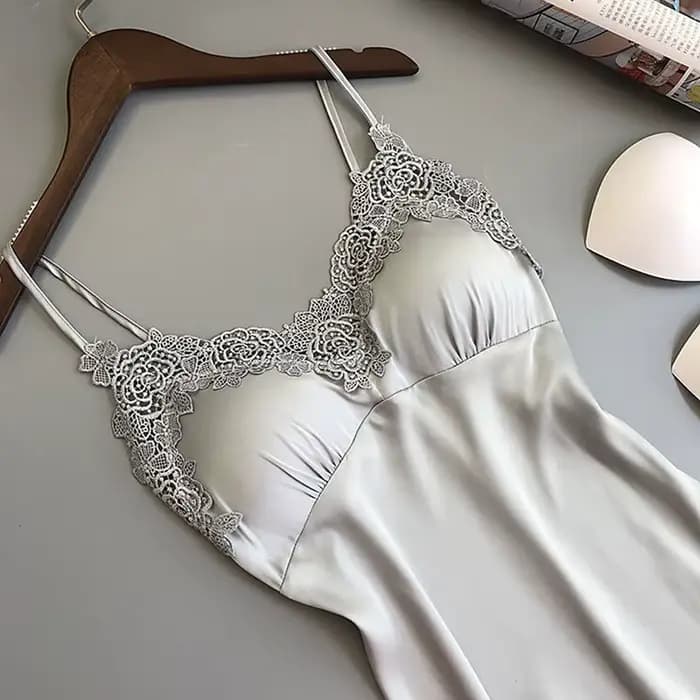 Dames Sexy injSatin Nuit Robe fibrNighties V-cou Chemise