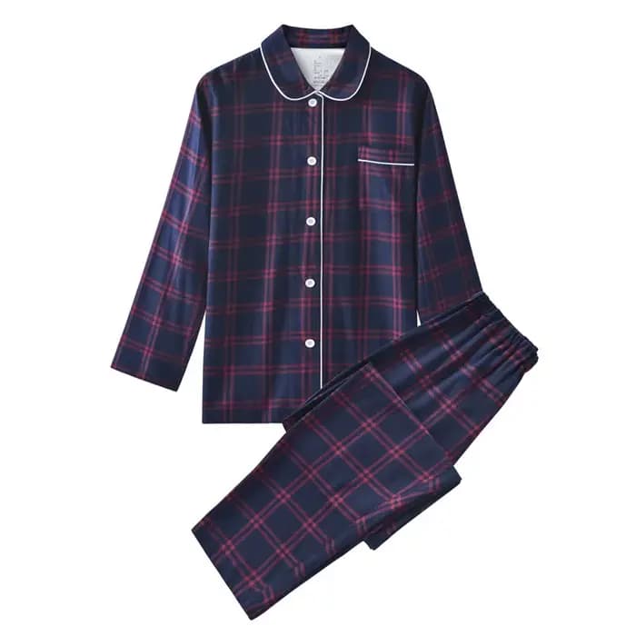 Ensemble de pyjamas en coton chaud à manches longues pour couple, vêtements de nuit à carreaux, vête