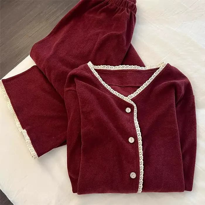 Ensemble pyjama rouge avec pantalon pour femme