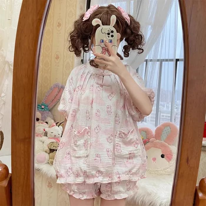 Ensemble pyjama imprimé lapin style Kawaii Lolita