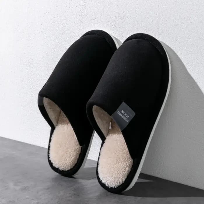 Hiver chaud pantoufles hommes maison antidérapant chaussures souples confortable talon plat