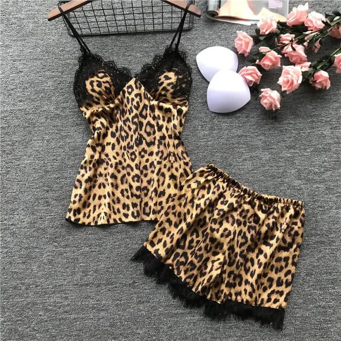 Ensemble pyjama sexy imprimé léopard pour femme