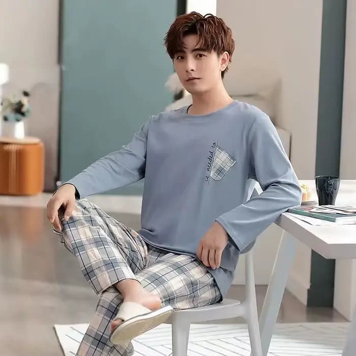 Pyjamas décontractés pour hommes-ensemble de pyjama léger à manches longues printemps/automne pour h