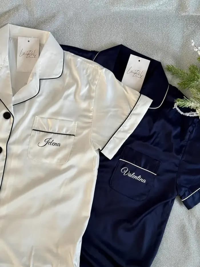 Pyjama de mariée en soie personnalisé