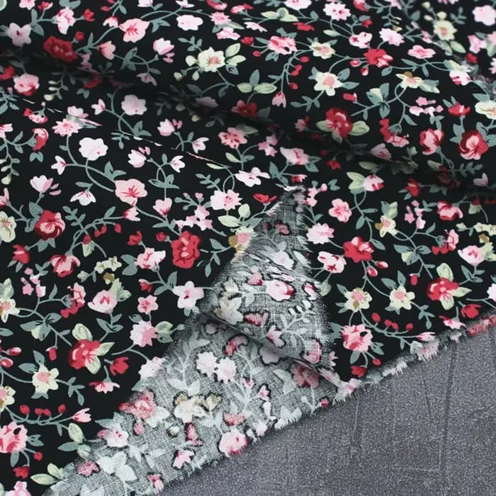 Tissu en Popeline de Coton à Motif Floral Doux et Respirant