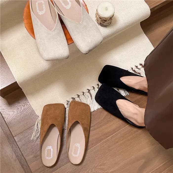 Chaussures pantoufles diapositives plates couverture orteil troupeau