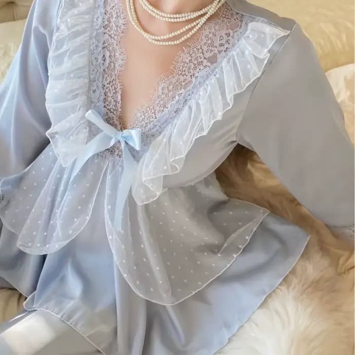 Pyjama princesse Sexy en soie glacée pour femmes
