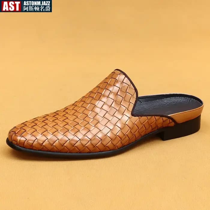 Pantoufles en cuir véritable pour hommes
