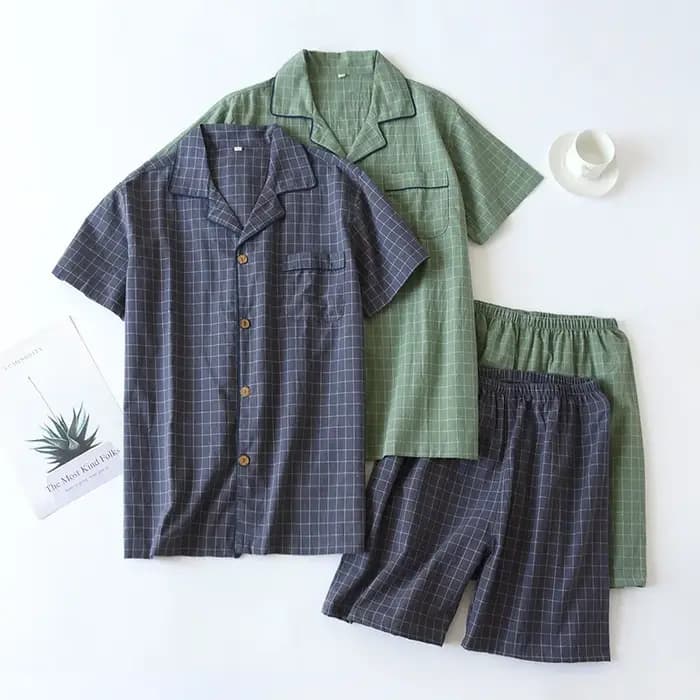 Pyjama d'été fin à manches courtes pour hommes