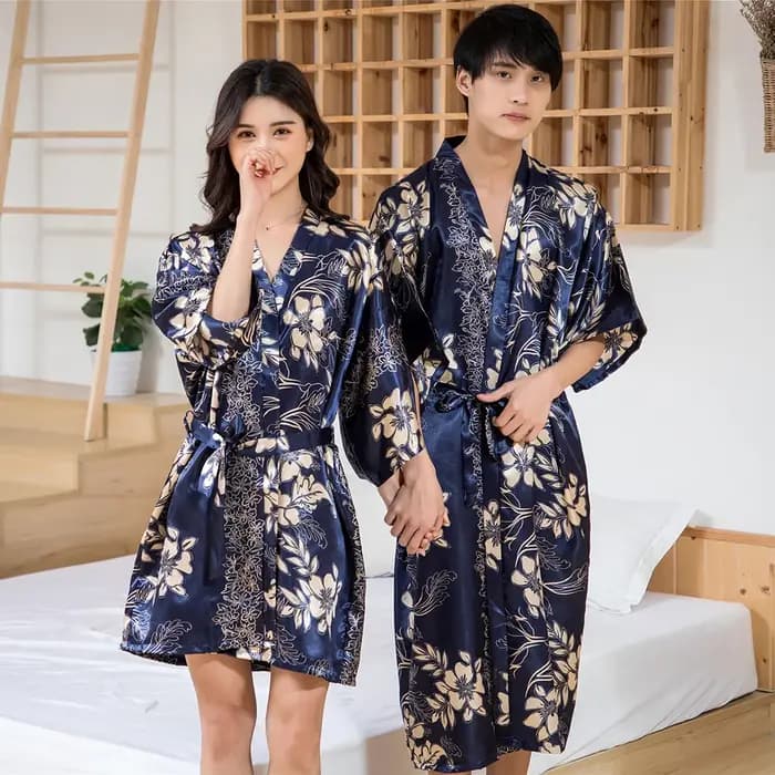 Robe Kimono Confortable en Satin Doux pour Homme