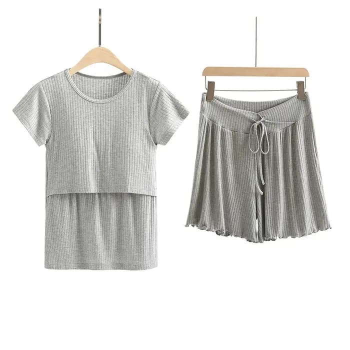 Pyjamas de maternité été femmes post-partum costumes nouveaux vêtements d'allaitement à manches courtes Homewear