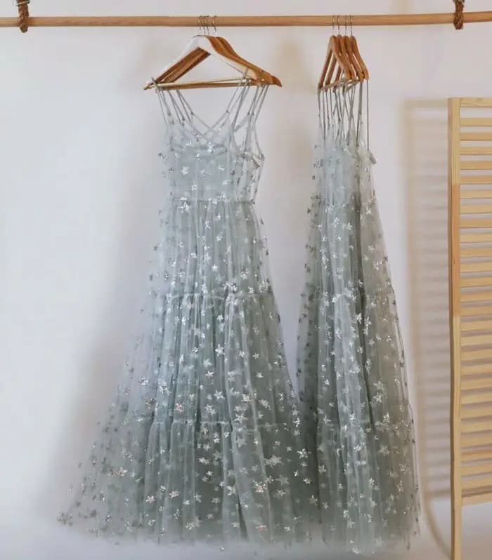 Robe Maxi Taille Haute Transparente en Maille pour Femme