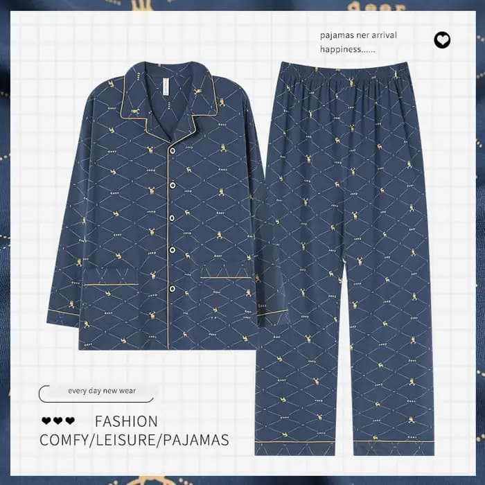 Homme Pyjamas ensembles printemps automne à manches longues doux coton