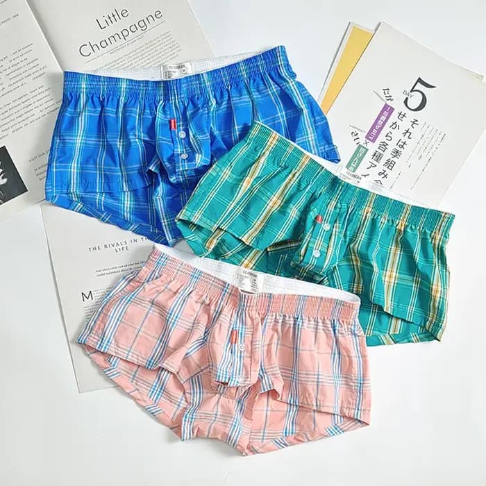 Hommes pyjama pantalon vêtements de nuit Plaid salon porter décontracté courte jupe de bain