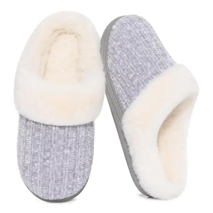 Comwarm hiver chaud tricot maison pantoufles pour femmes confortable laine doublé Chenille