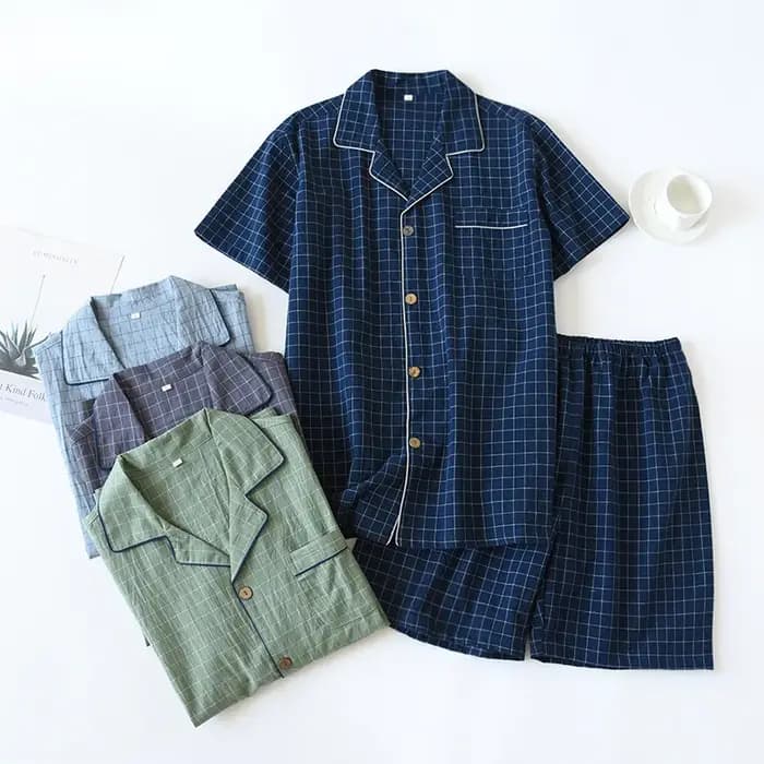 Pyjama d'été fin à manches courtes pour hommes