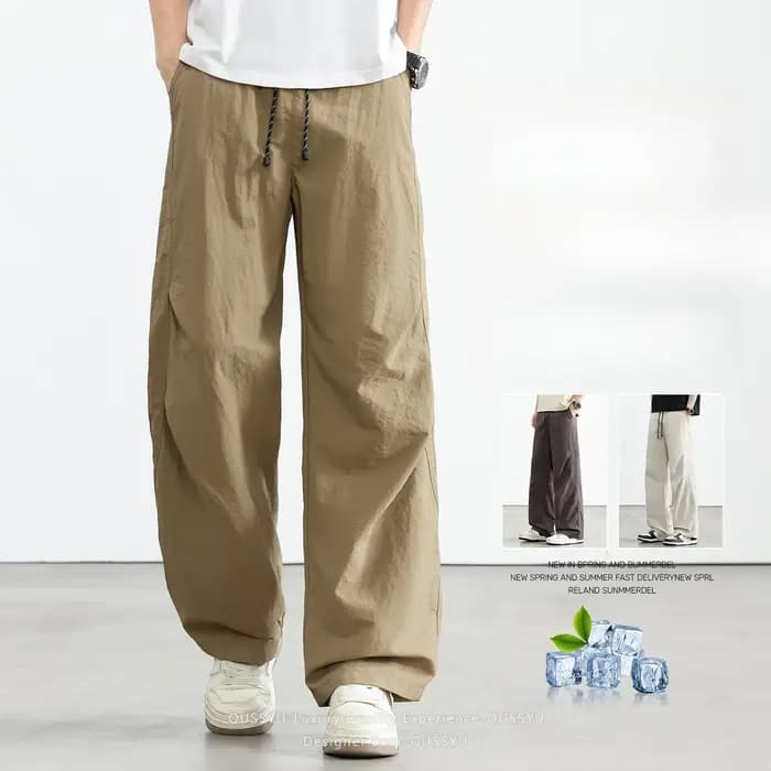 Pantalon décontracté d'été pour homme en soie glacée
