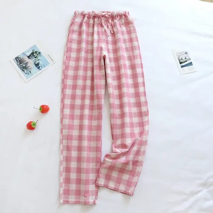 Pantalon de pyjama en coton à carreaux pour femmes et hommes