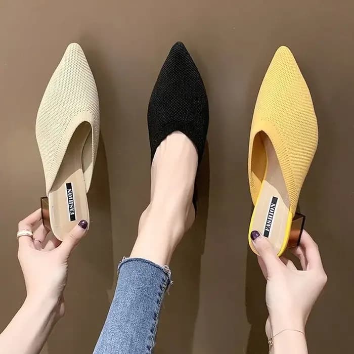 Pantoufles en Maille artificiel astique Jolie tue pour Femme