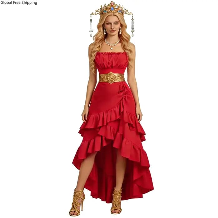 Robe de soirée asymétrique à volants pour femme