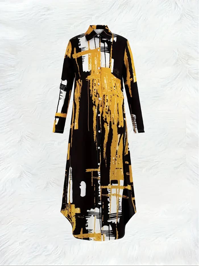 Robe midi décontractée à manches longues pour femme