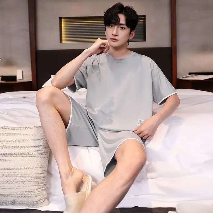 Ensemble de pyjama à manches courtes pour homme en modal avec texture soyeuse pour l'été