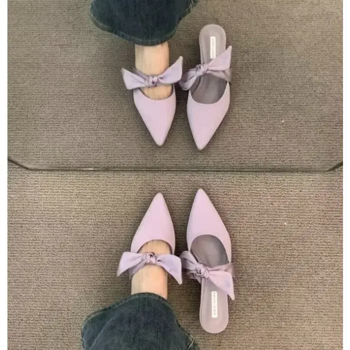 Demi-pantoufles en Satin à bout pointu pour femmes