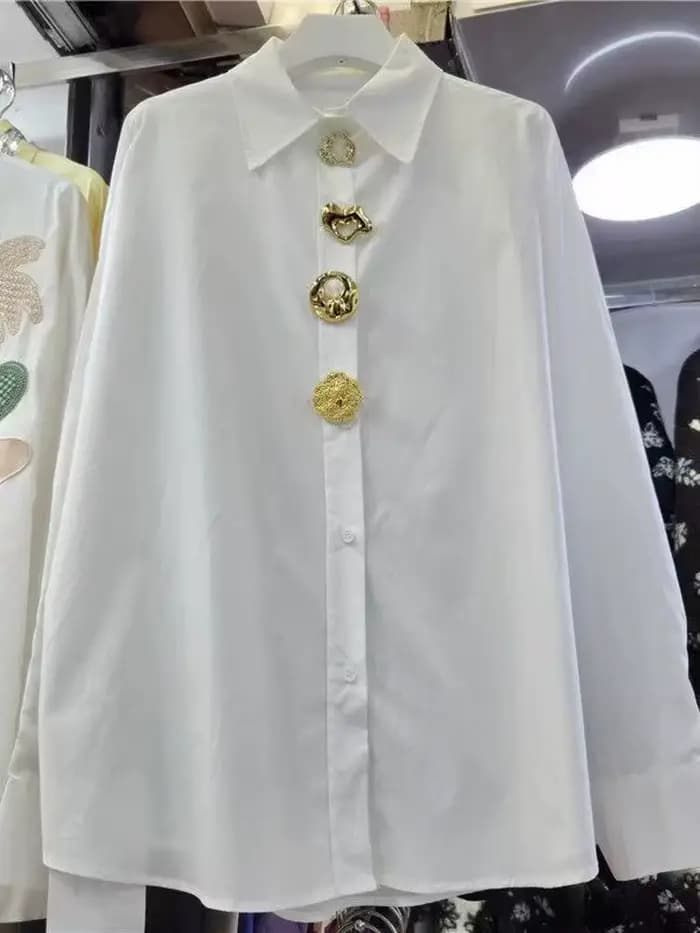 Marque de luxe Design surdimensionné coton mi-long chemises et chemisiers femmes à manches longues simple boutonnage haut femme Blouse vêtements