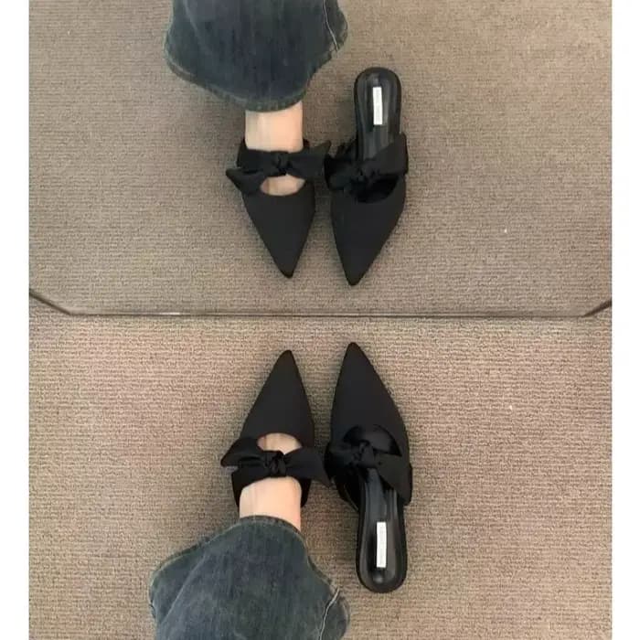 Demi-pantoufles en Satin à bout pointu pour femmes