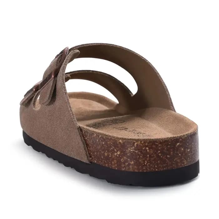 Evshine été Geniuine daim pantoufles pour femmes hommes confort soutien de la voûte plantaire diapositives réglables dames mode liège semelle sandales