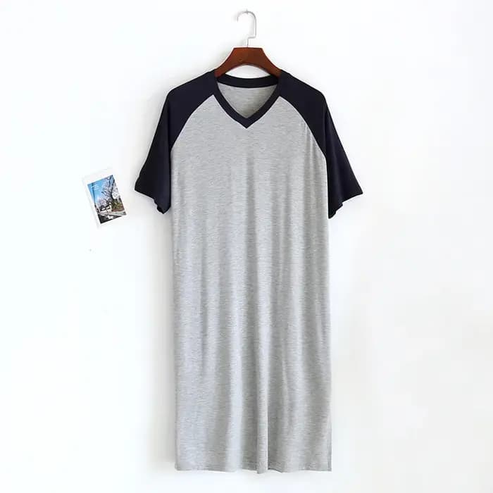 Chemise de nuit mi-longue à col en V pour hommes