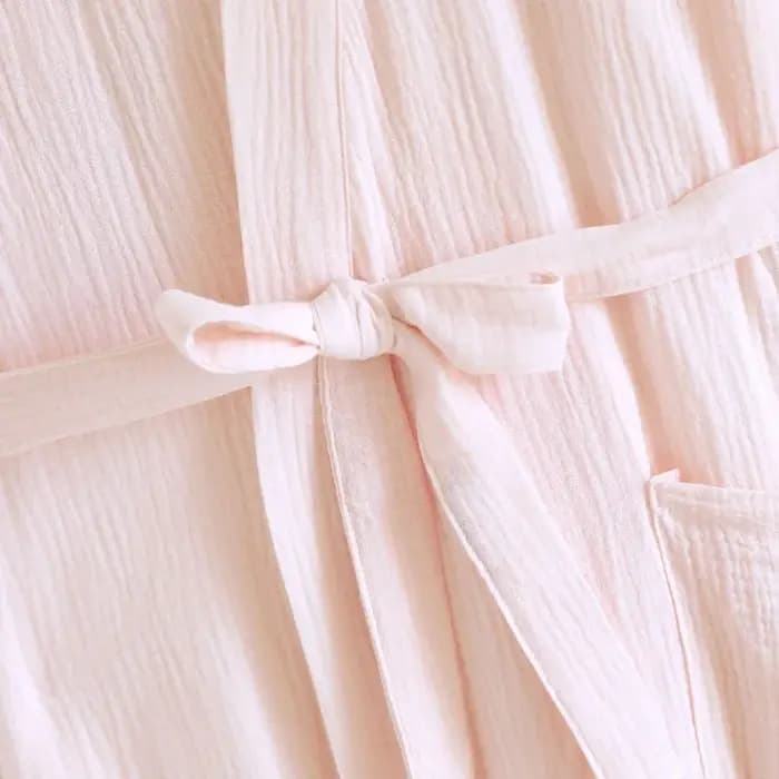 2026 nouveau printemps et automne Couple Robe de nuit 100% coton crêpe peignoir grande couleur unie maison