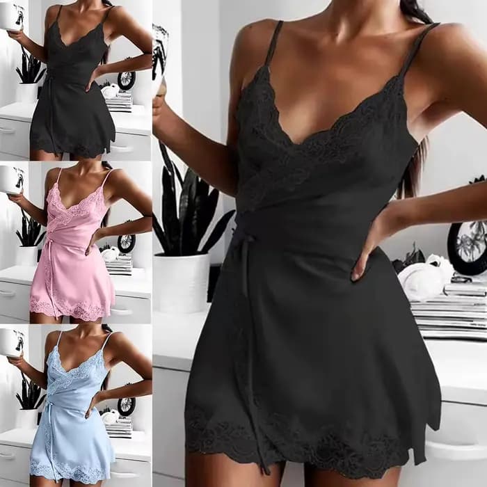 Chemise de nuit sexy en satin pour femmes