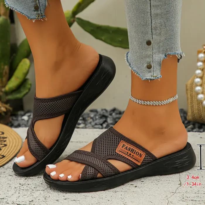 Femmes pantoufles plates été vêtements de plein air sandales fond souple chaussures légères