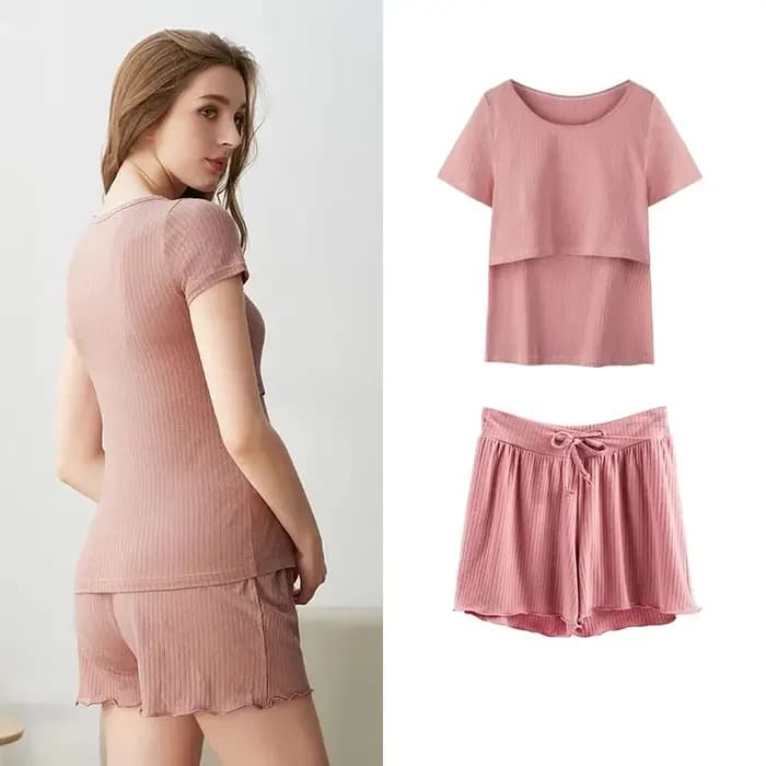 Pyjamas de maternité été femmes post-partum costumes nouveaux vêtements d'allaitement à manches courtes Homewear