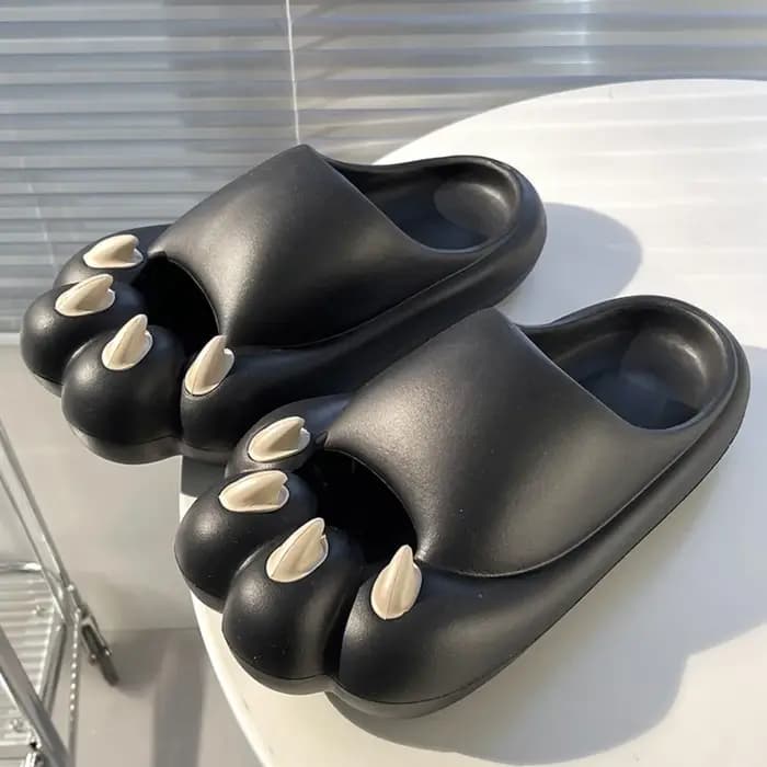 Pantoufles créatives décontractées en forme de patte de chat, semelle souple et épaisse, pantoufles