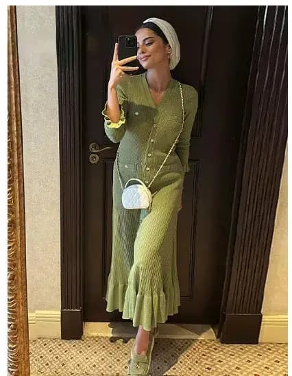 Robe longue tricotée élégante pour femmes