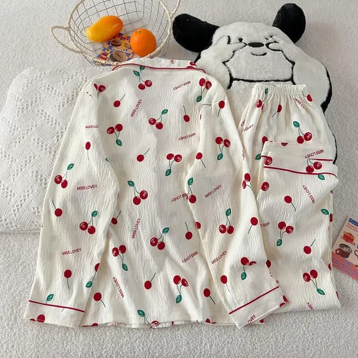 Ensemble pyjama imprimé cerise pour femmes