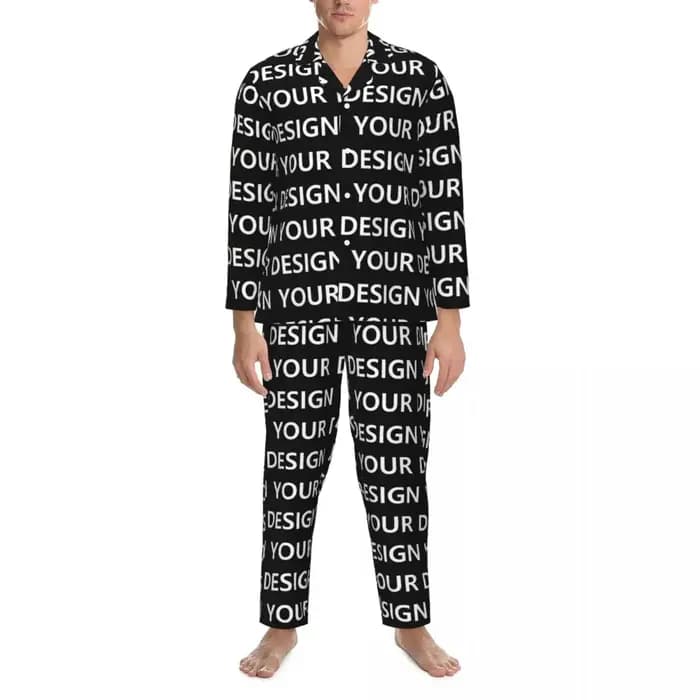 Pyjamas pour hommes ajouter des vêtements de nuit de chambre de conception personnalisé bricolage fait votre Image deux pièces pyjama ample ensembles manches longues surdimensionné costume de maison