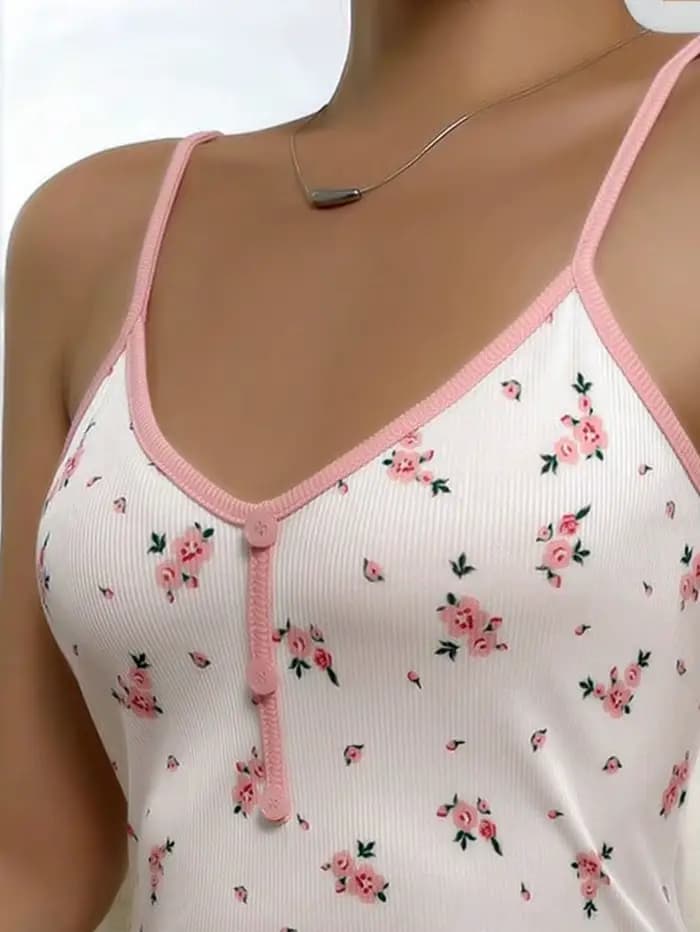 Nouvelle chemise de nuit florale douce pour femme