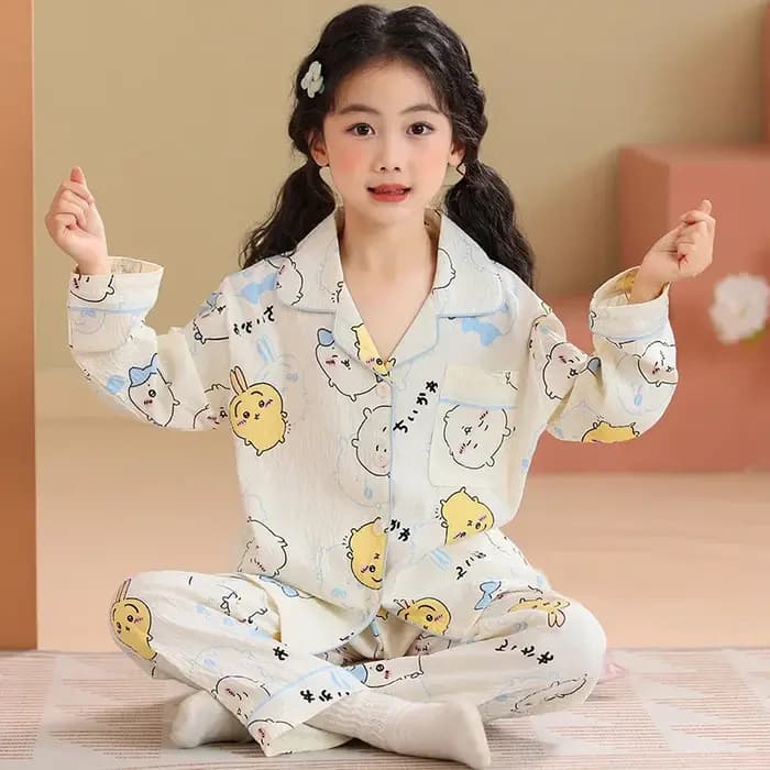 Pyjama de dessin animé à manches longues pour filles