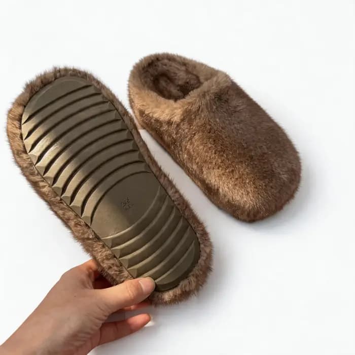 Pantoufles confortables en fourrure moelleuse pour femmes
