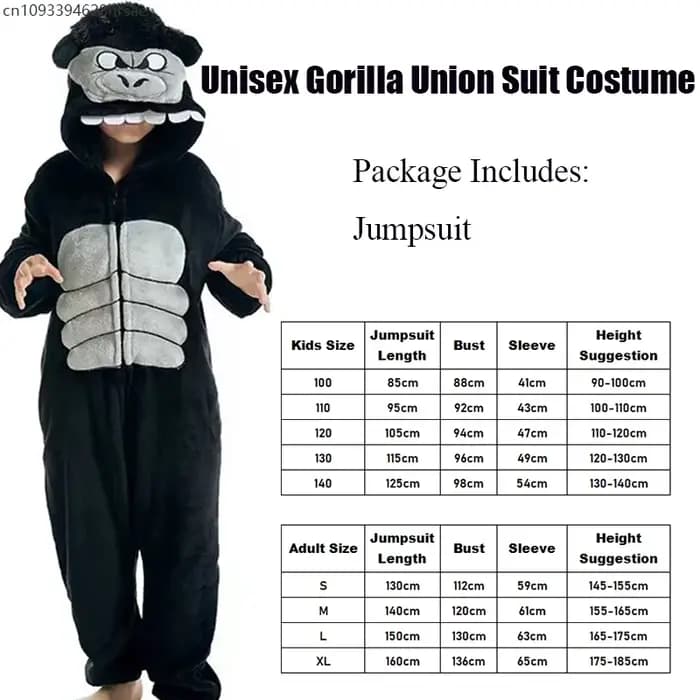 2025 enfants monstre singe couverture Onesie Animal chimpanzé à capuche pyjamas adulte gorille Union Costume Halloween