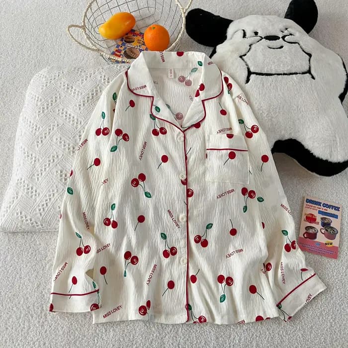 Ensemble pyjama imprimé cerise pour femmes
