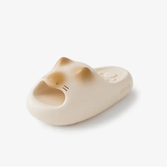 Nouvelles pantoufles antidérapantes patte de chat, sabots d'été pour femme, claquettes fantaisie mot