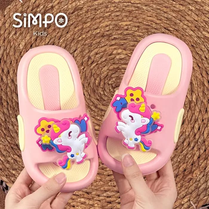 Licornes rotatives été mignon fille pantoufles semelle souple et épaisse anti-dérapant enfant en bas âge diapositives enfants sans lacet chaussures